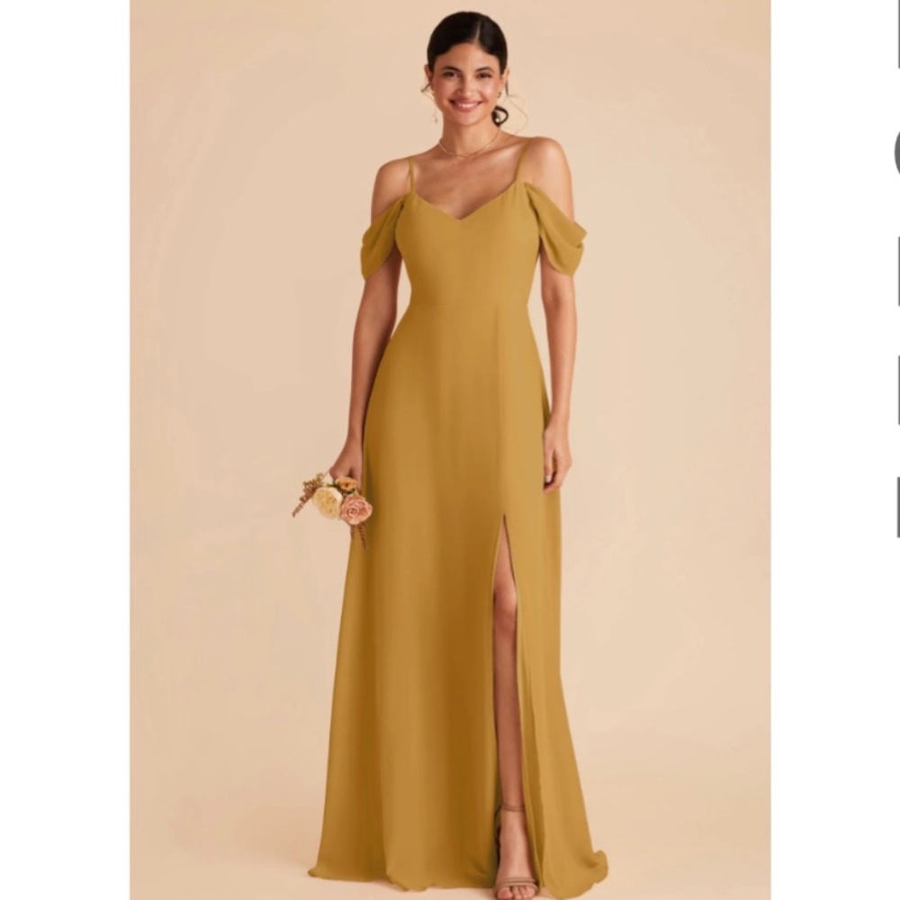 Birdy Grey Mustard Yellow Cold-Shoulder Bridesmaid Dress